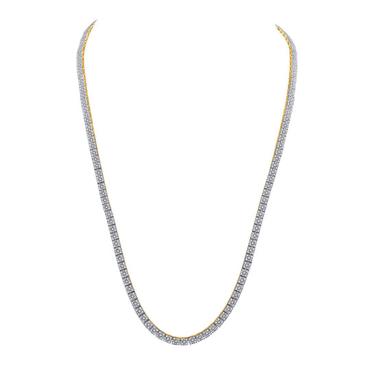 10kt Yellow Gold Mens Round Diamond Fashion Chain Necklace 12 Cttw