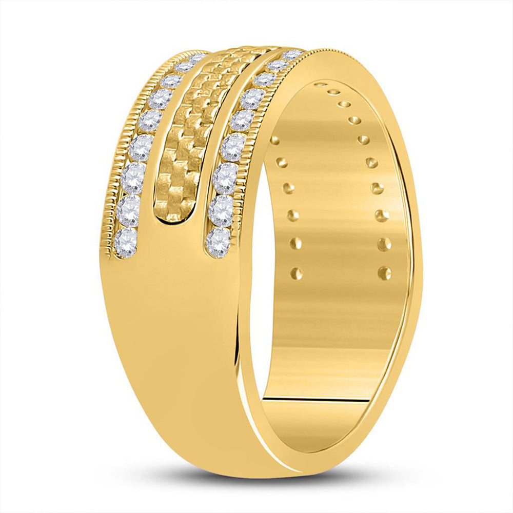 14kt Yellow Gold Mens Round Diamond Wedding Band Ring 3/4 Cttw
