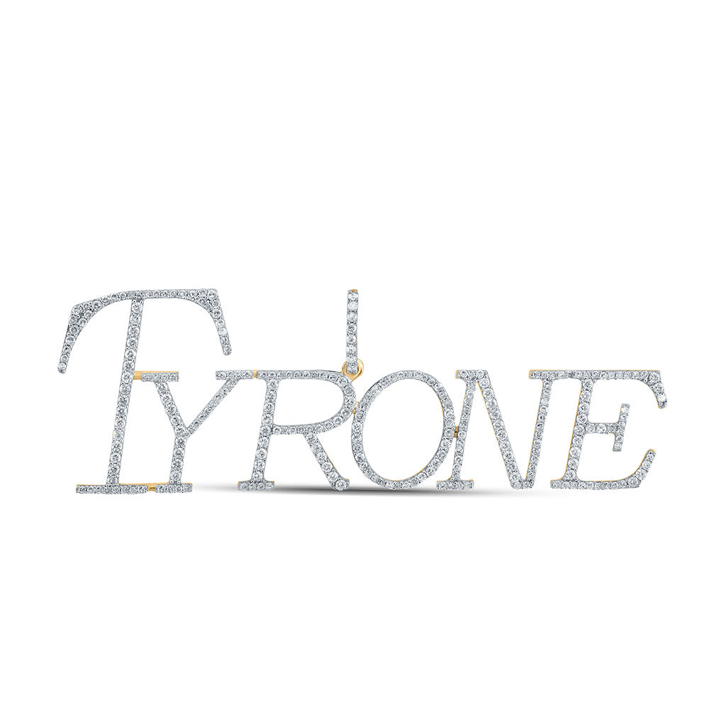 10kt Yellow Gold Mens Round Diamond Tyrone Charm Pendant 1-1/2 Cttw