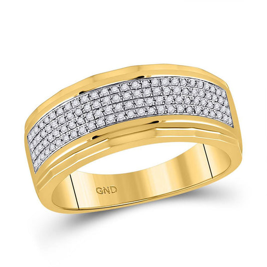 14kt Yellow Gold Mens Round Diamond Band Ring 1/3 Cttw