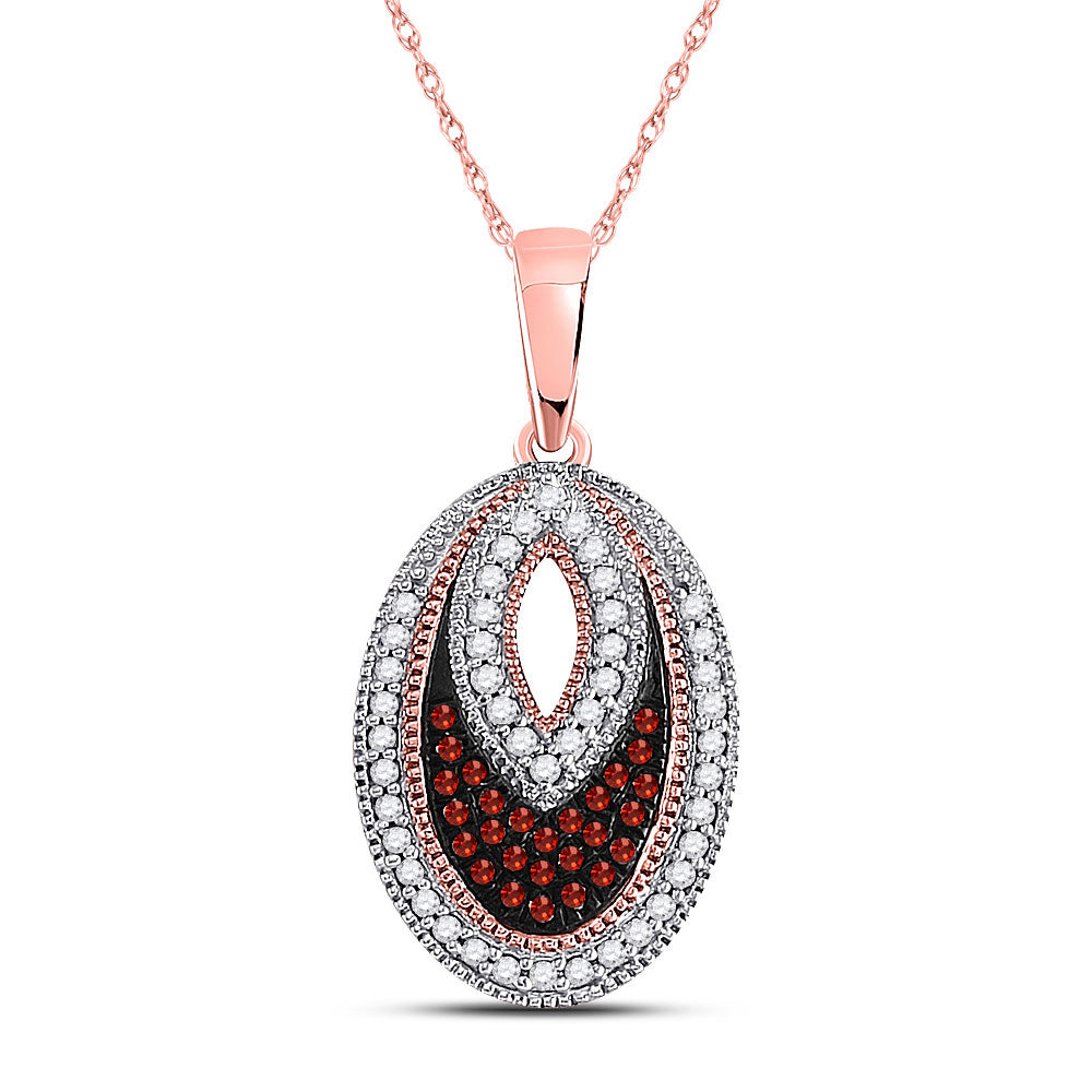 10k newest Pink Rose Gold Red Color Enhanced Diamond Womens Infinity Weave Woven Pendant 1/8 Cttw