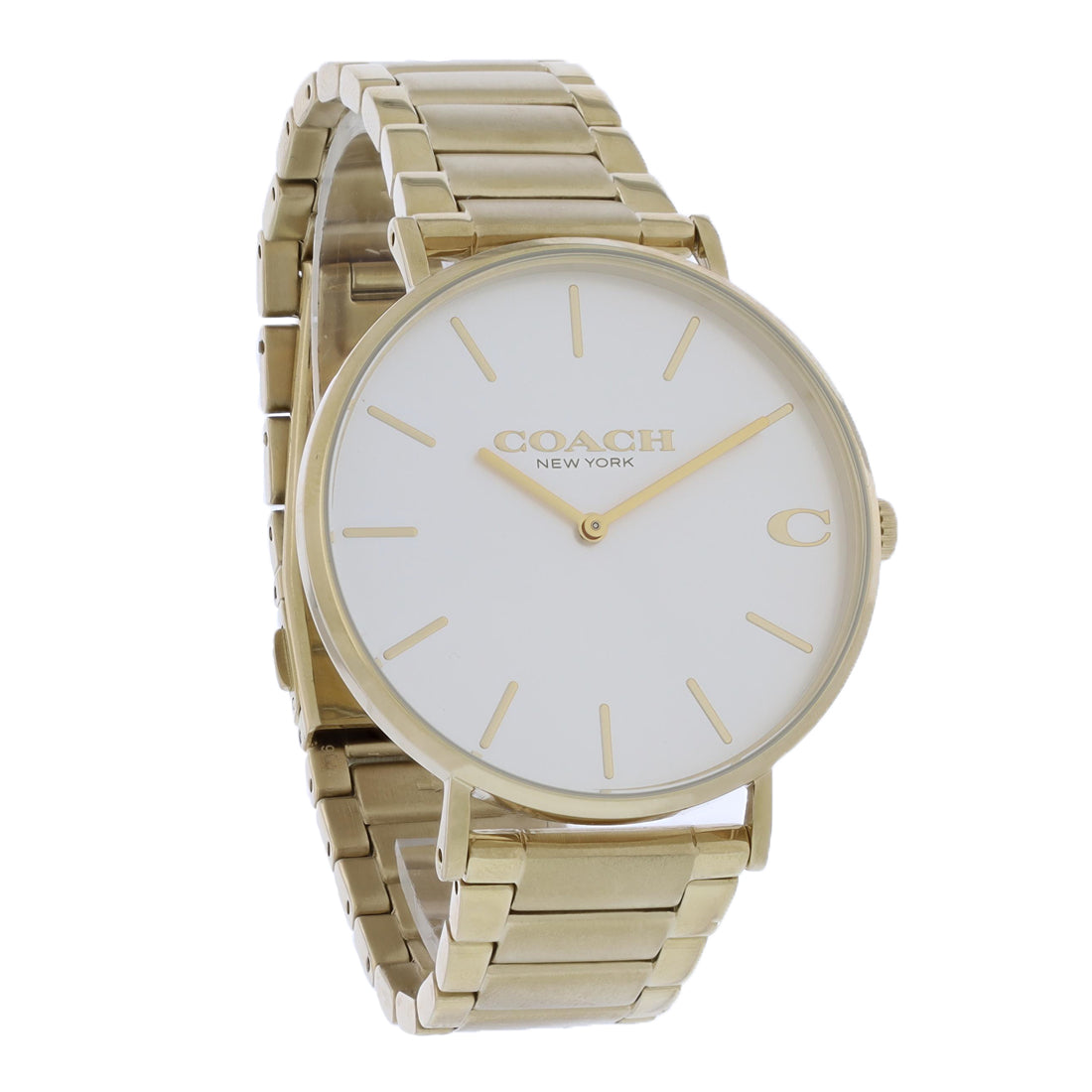 Coach Charles Gold Plated Stainless Silver Dial Quartz Watch 14602430