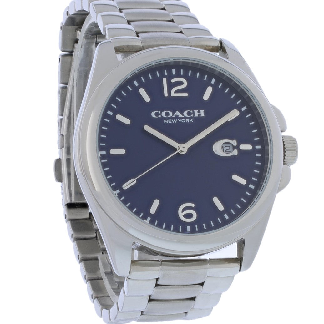 Coach Greyson Mens Stainless Steel Blue Dial Quartz Watch 14602579