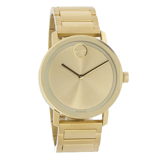 Movado Bold Series Mens Gold Tone Bracelet Swiss Quartz Watch 3600508