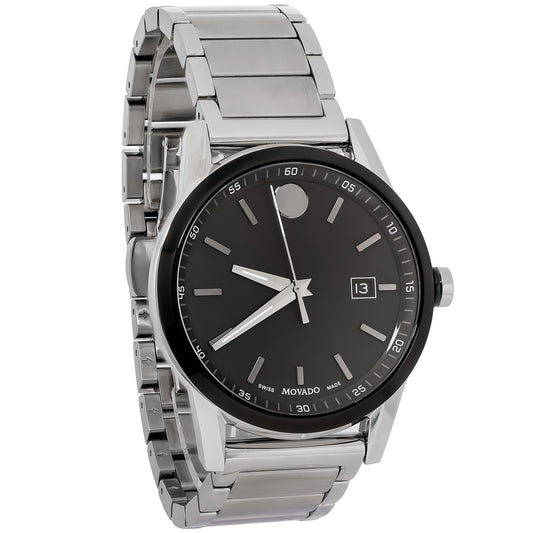 Movado Museum Sport Mens Stainless Steel Black Dial Quartz Watch 0607557