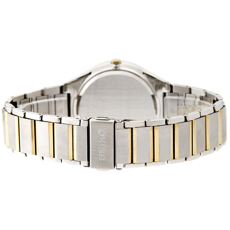 Seiko Solar Mens Grey Dial Two-Tone Bracelet Dress Watch SNE344