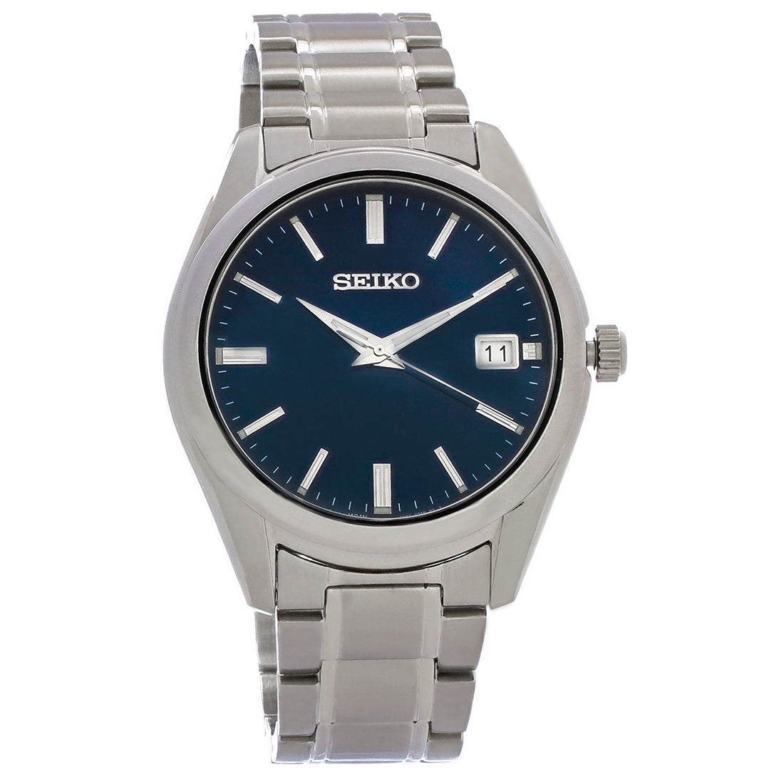 Seiko Essentials Mens Stainless Steel Blue Dial Quartz Watch SUR309