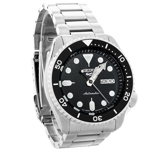 Seiko 5 Sports Stainless Steel Black Dial Mens Automatic Watch SRPD55