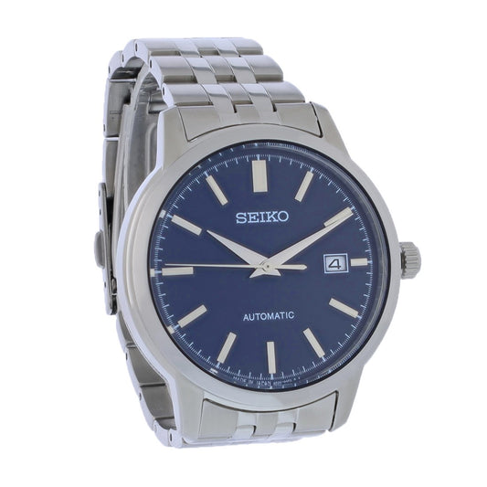 Seiko Essentials Mens Stainless Steel Blue Dial Automatic Watch SRPH87