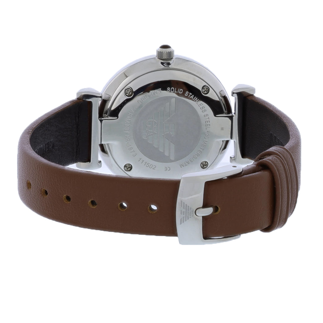 Emporio Armani Classic Ladies Stainless Steel Brown Strap Quartz Watch AR1873
