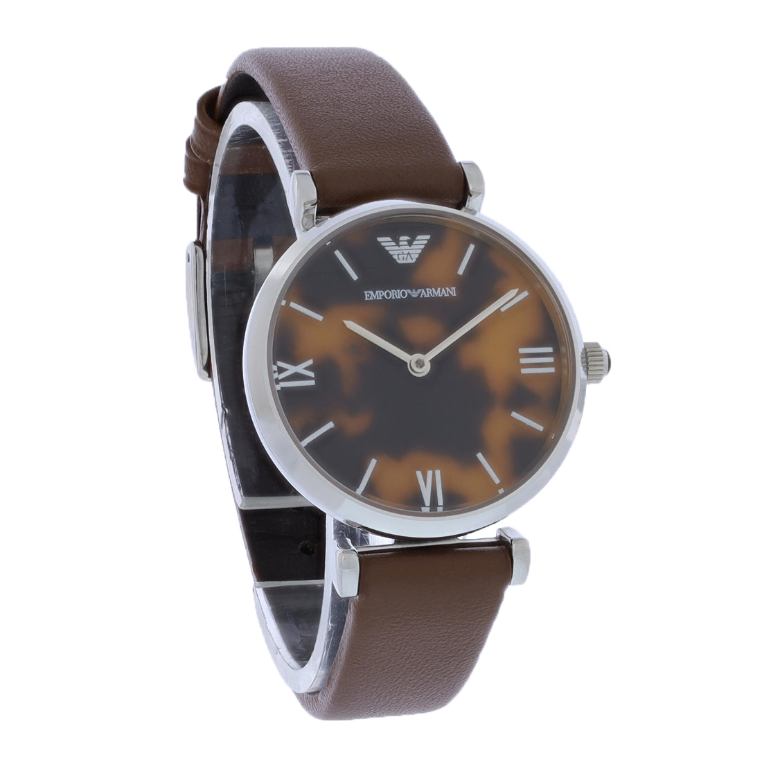 Emporio Armani Classic Ladies Stainless Steel Brown Strap Quartz Watch AR1873