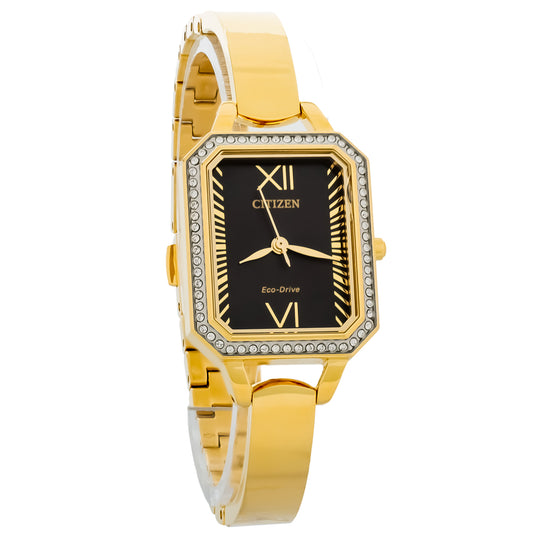 Citizen Eco-Drive Silhouette Ladies Crystal Gold Tone PVD Watch EM0982-54E