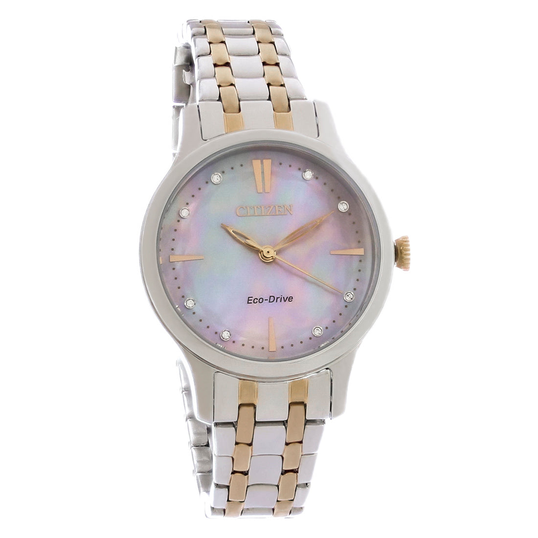 Citizen Eco-Drive Ladies 2-Tone Stainless Steel Diamond Watch EM0898-59Y