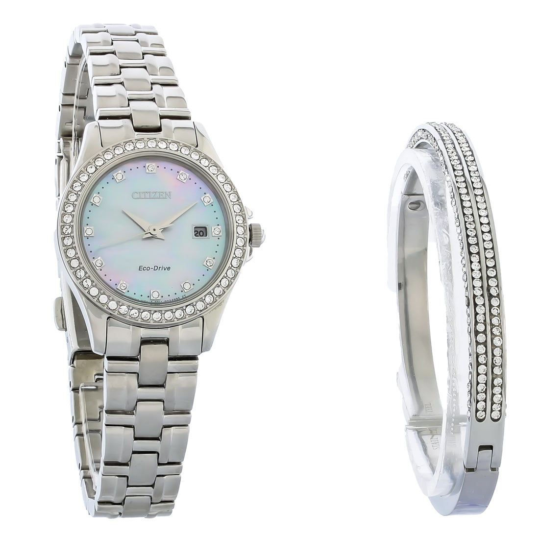 Citizen Eco-Drive Silhouette Ladies Crystals Stainless Steel Watch EW1841-66D