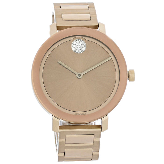 Movado Bold Evolution Ladies Rose Gold Plated Stainless Quartz Watch 3600650