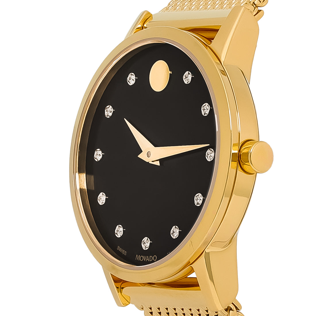 Movado Museum Classic Ladies Black Dial Diamond Quartz Watch 0607628