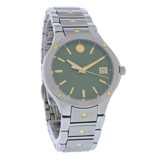 Movado S.E. Ladies Two-Tone Stainless Steel Green Dial Quartz Watch 0607635