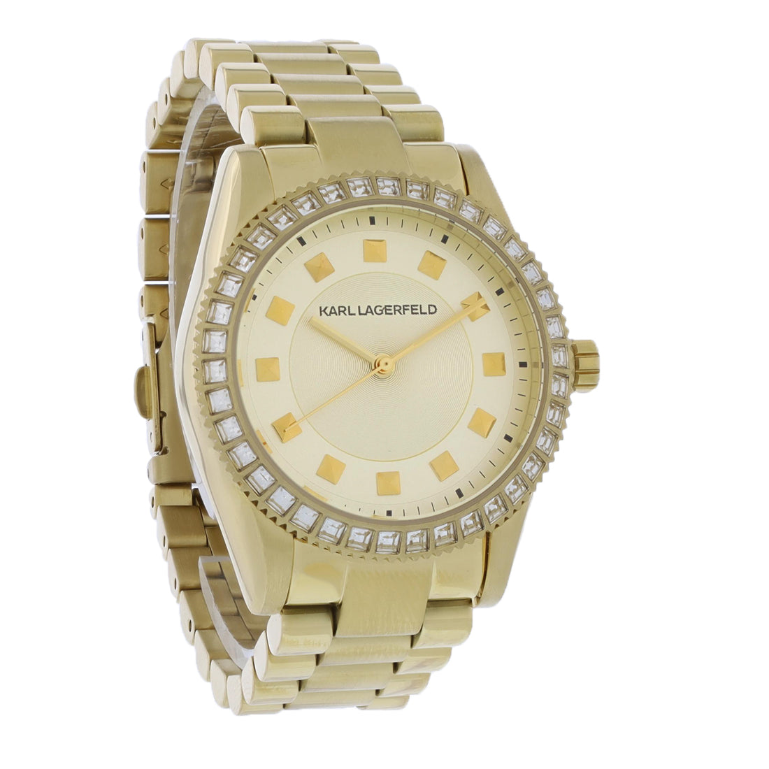 Karl Lagerfeld Ladies Gold Tone PVD Stainless Steel Crystal Quartz Watch KL2807