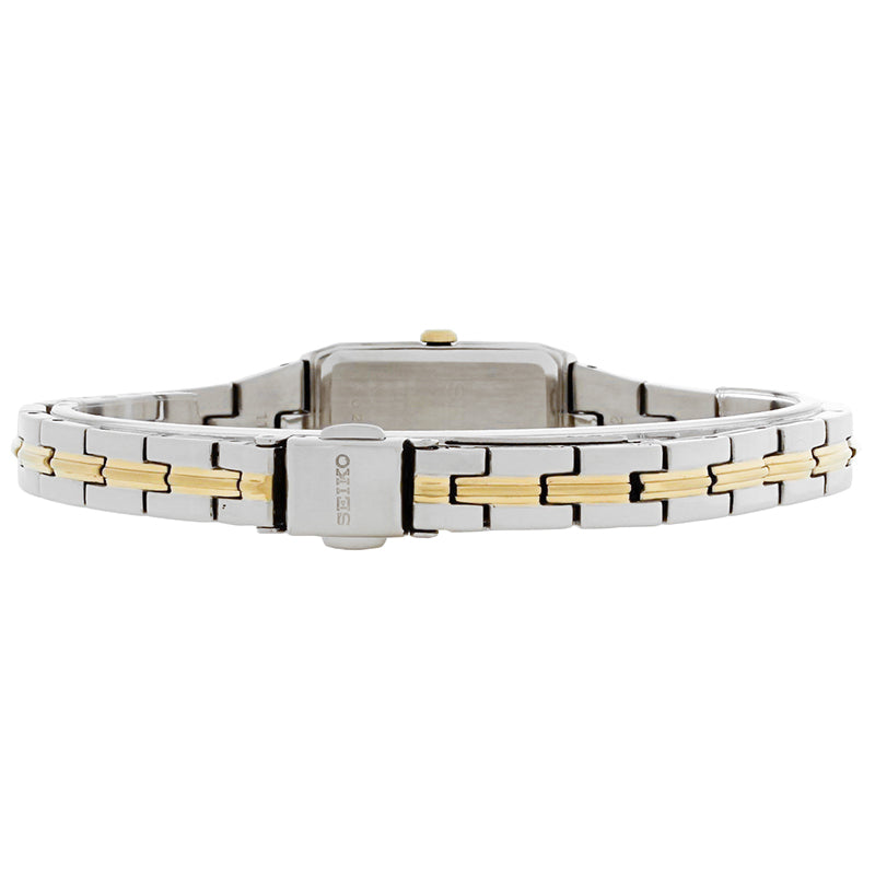 Seiko Solar Ladies White Dial Two Tone Bracelet Dress Watch SUP272