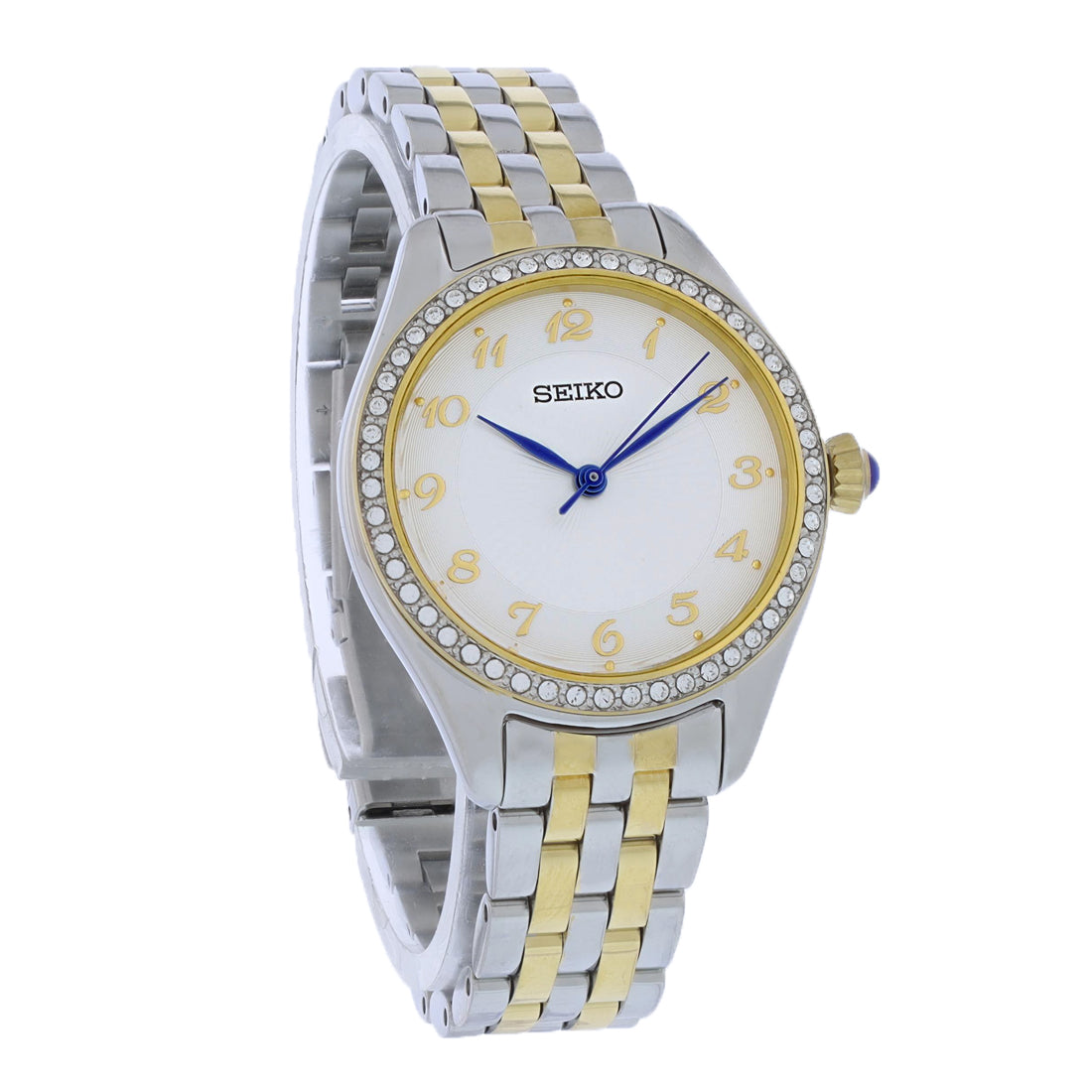 Seiko Essentials Ladies Two Tone Stainless Crystal Quartz Watch SUR392