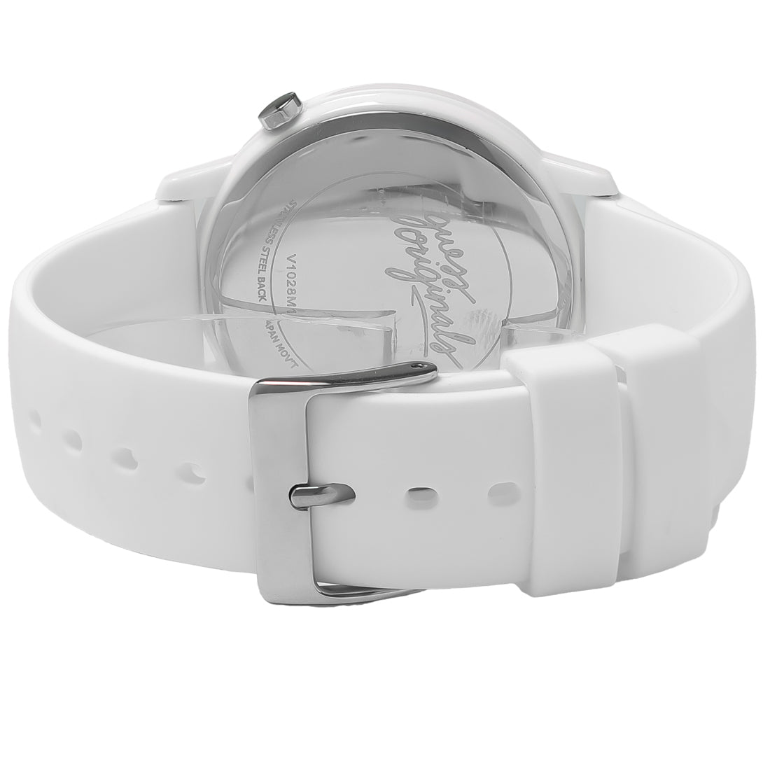 Guess Varsity Unisex White Silicone Strap Quartz Watch V1028M1