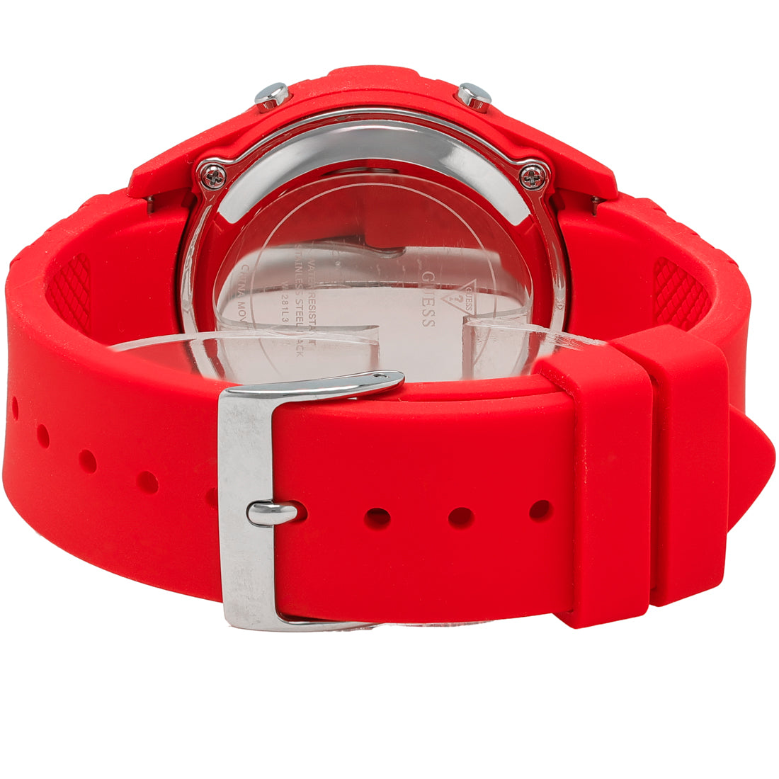 Guess Bounce Unisex Red Silicone Strap Chronograph Quartz Watch W1281L3