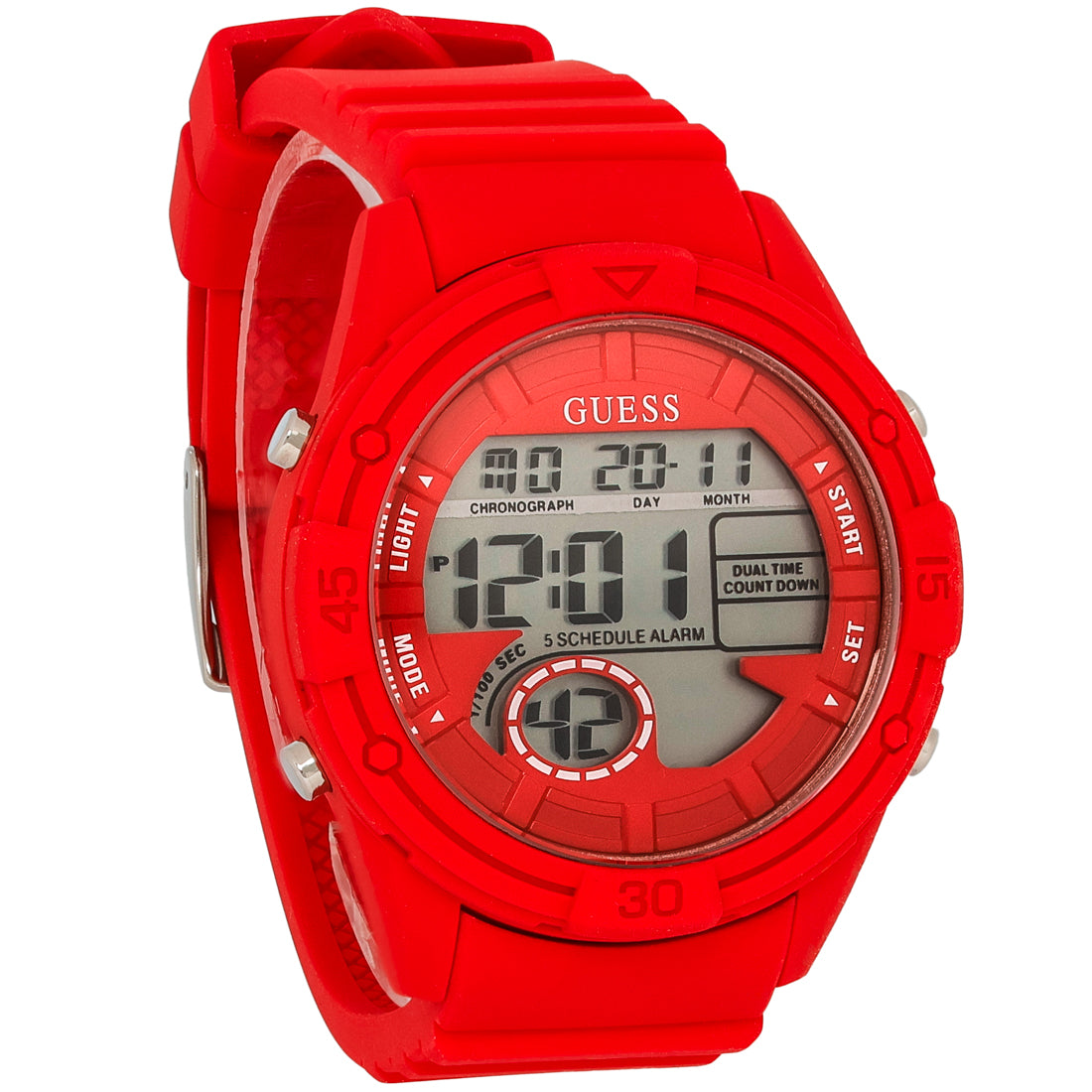 Guess Bounce Unisex Red Silicone Strap Chronograph Quartz Watch W1281L3