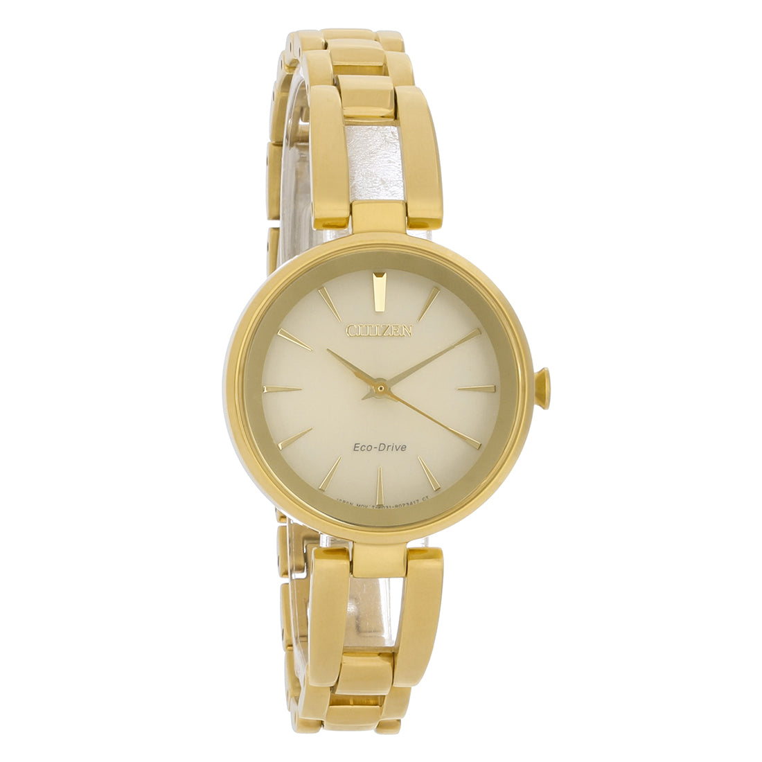 Citizen Eco Drive Ladies Axiom Gold Plated Champagne Dial Watch EM0638-50P