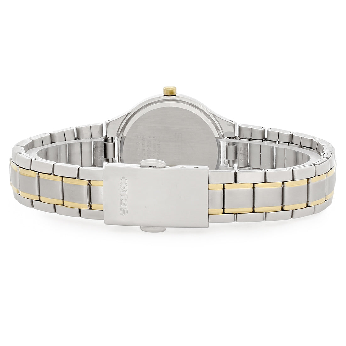 Seiko Ladies Crystal Silver Dial Two Tone Bracelet Quartz Watch SUR752
