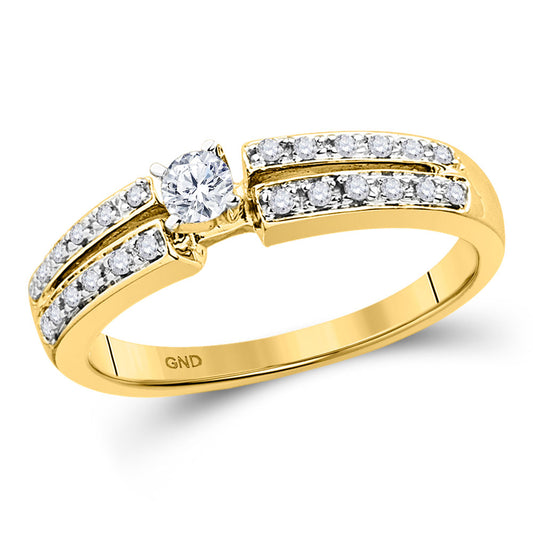 10kt Yellow Gold Round Diamond Solitaire Bridal Wedding Engagement Ring 1/4 Cttw