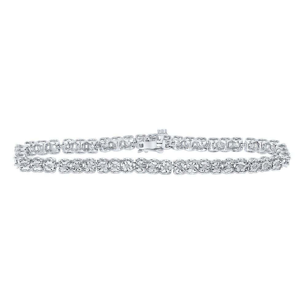 10kt White Gold Womens Round Diamond Tennis Bracelet 1/2 Cttw