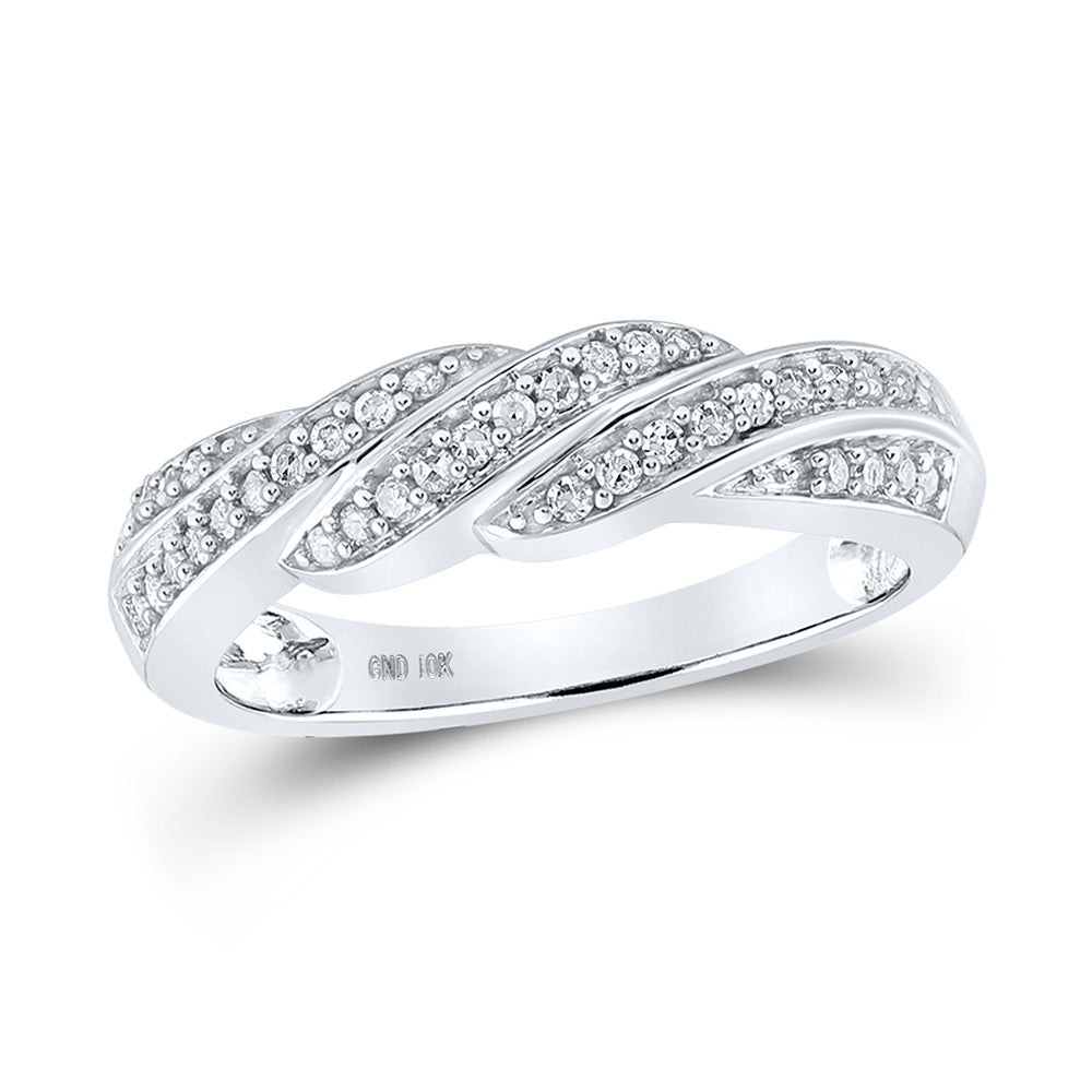10kt White Gold Womens Round Diamond Crossover Band Ring 1/4 Cttw