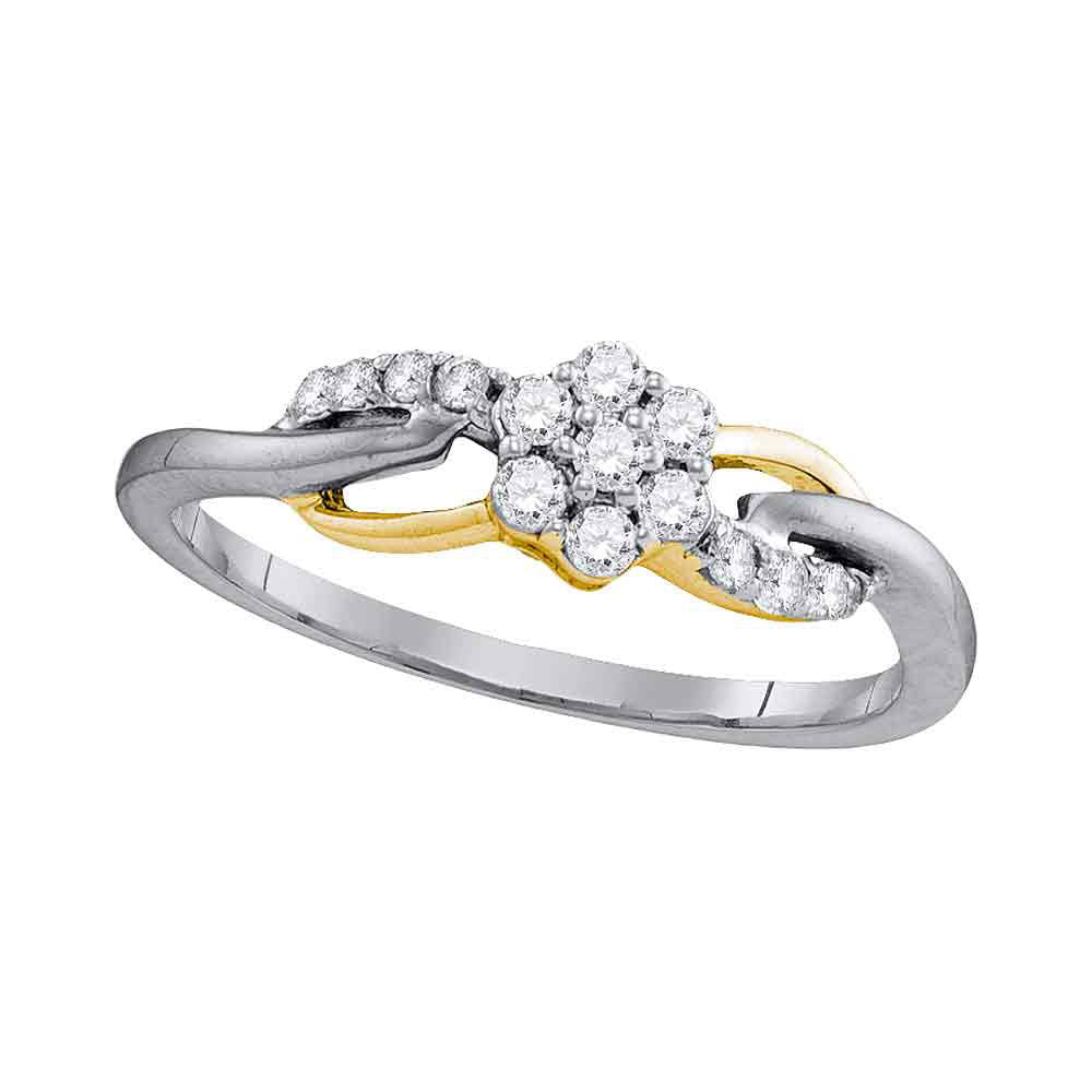 10kt White Gold Womens Round Diamond Flower Cluster Infinity Ring 1/4 Cttw