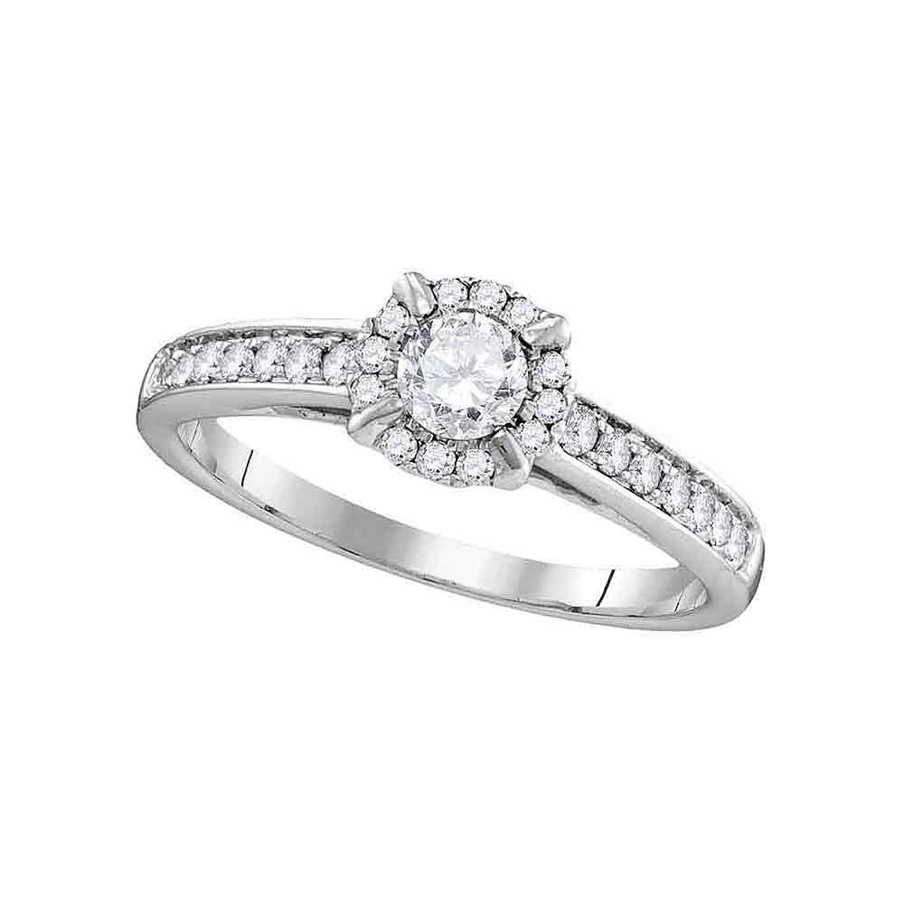 14kt White Gold Round Diamond Solitaire Bridal Wedding Engagement Ring 5/8 Cttw