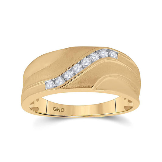 10kt Yellow Gold Mens Round Diamond Wedding Band Ring 1/4 Cttw