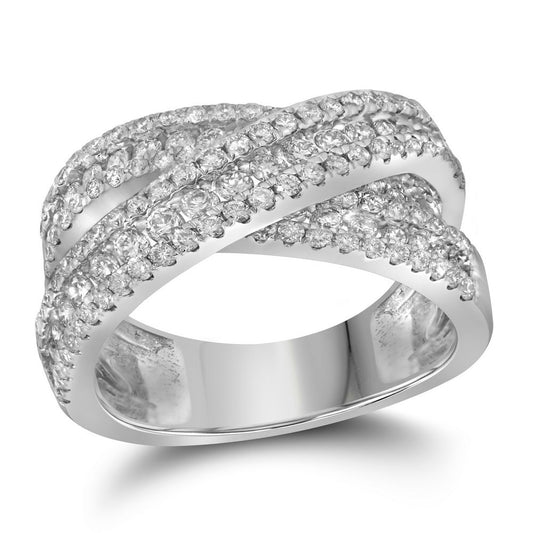 14kt White Gold Womens Round Diamond Crossover Band Ring 2-1/3 Cttw