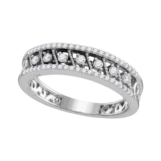 10kt White Gold Womens Round Diamond Band Ring 1/4 Cttw