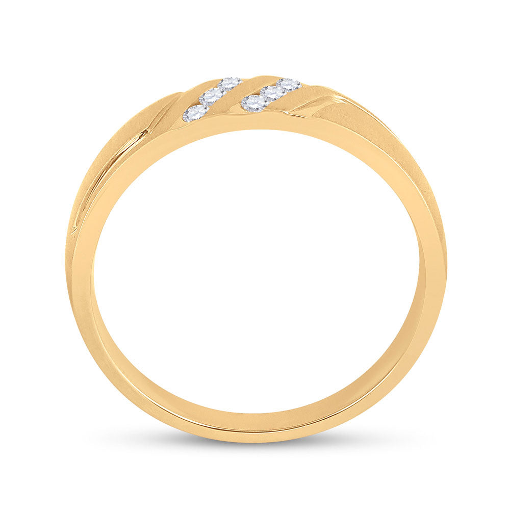 14kt Yellow Gold Mens Round Diamond Wedding Band Ring 1/6 Cttw