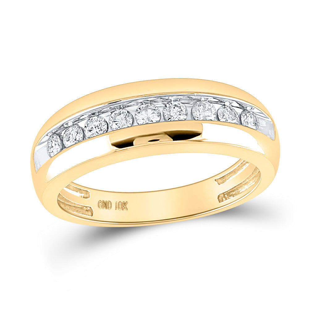 10kt Yellow Gold Mens Round Diamond Wedding Single Row Band Ring 1/2 Cttw