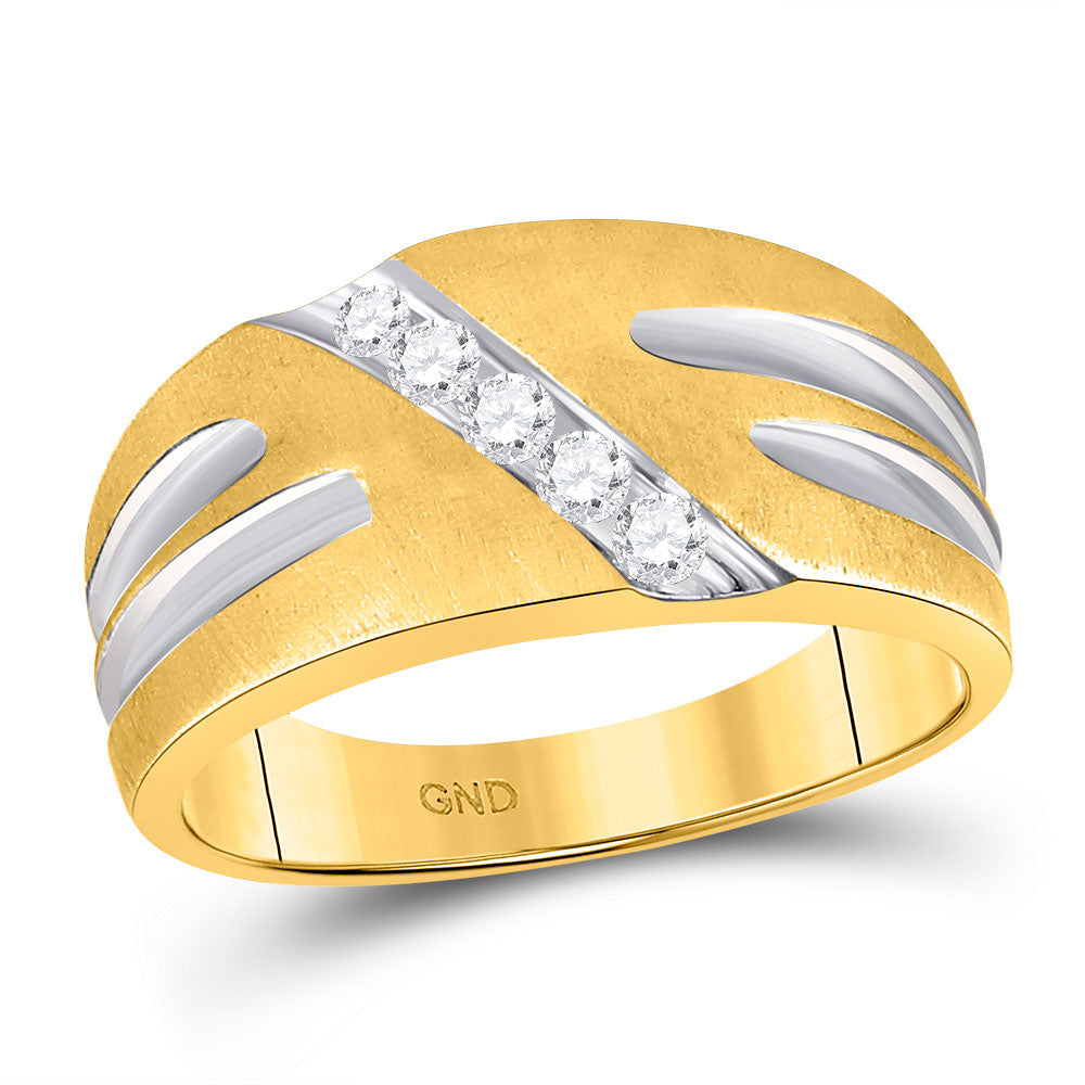 10kt Two-tone Gold Mens Round Diamond Band Ring 1/4 Cttw