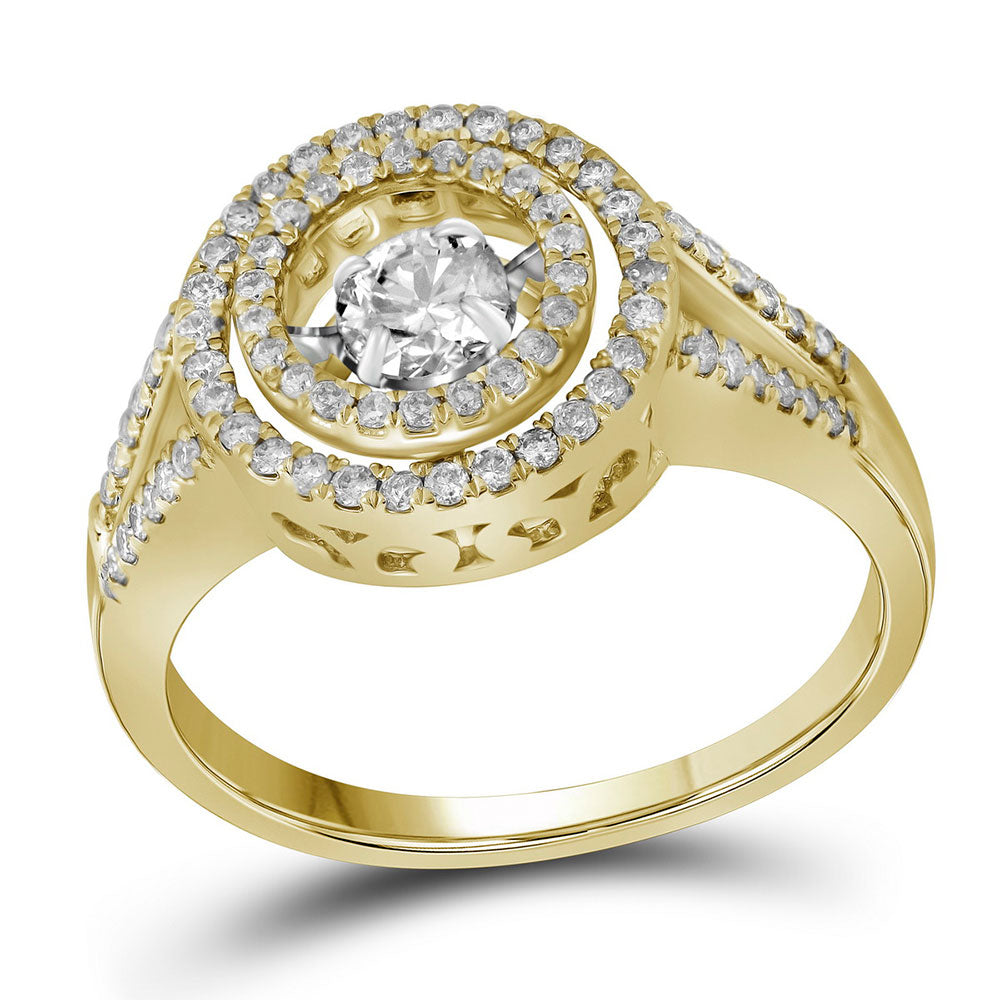 10kt Yellow Gold Round Diamond Moving Twinkle Bridal Wedding Engagement Ring 5/8 Cttw