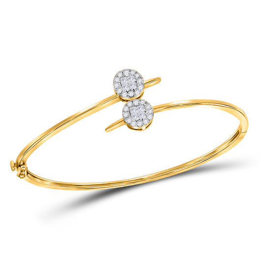 14kt Yellow Gold Womens Princess Diamond Bypass Bangle Bracelet 3/4 Cttw