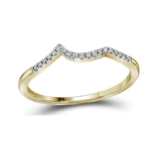 14kt Yellow Gold Womens Round Diamond Wedding Contoured Band 1/20 Cttw