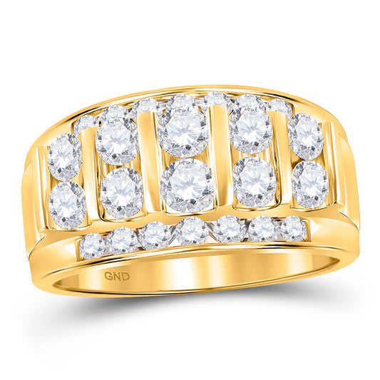 14kt Yellow Gold Mens Round Diamond Wedding Channel Set Band Ring 2 Cttw