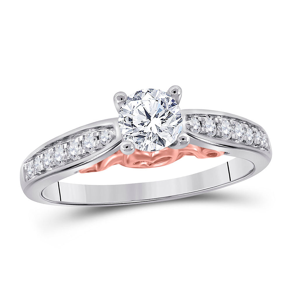 14kt White Gold Round Diamond Solitaire Bridal Wedding Engagement Ring 5/8 Cttw