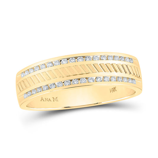 14kt Yellow Gold Mens Round Diamond Wedding Band Ring 1/4 Cttw