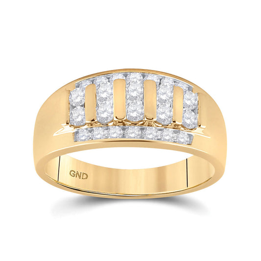 10kt Yellow Gold Mens Round Diamond Wedding Band Ring 1 Cttw