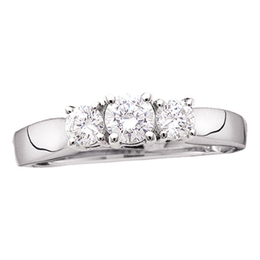 14kt White Gold Round Diamond 3-stone Bridal Wedding Engagement Ring 1/2 Cttw