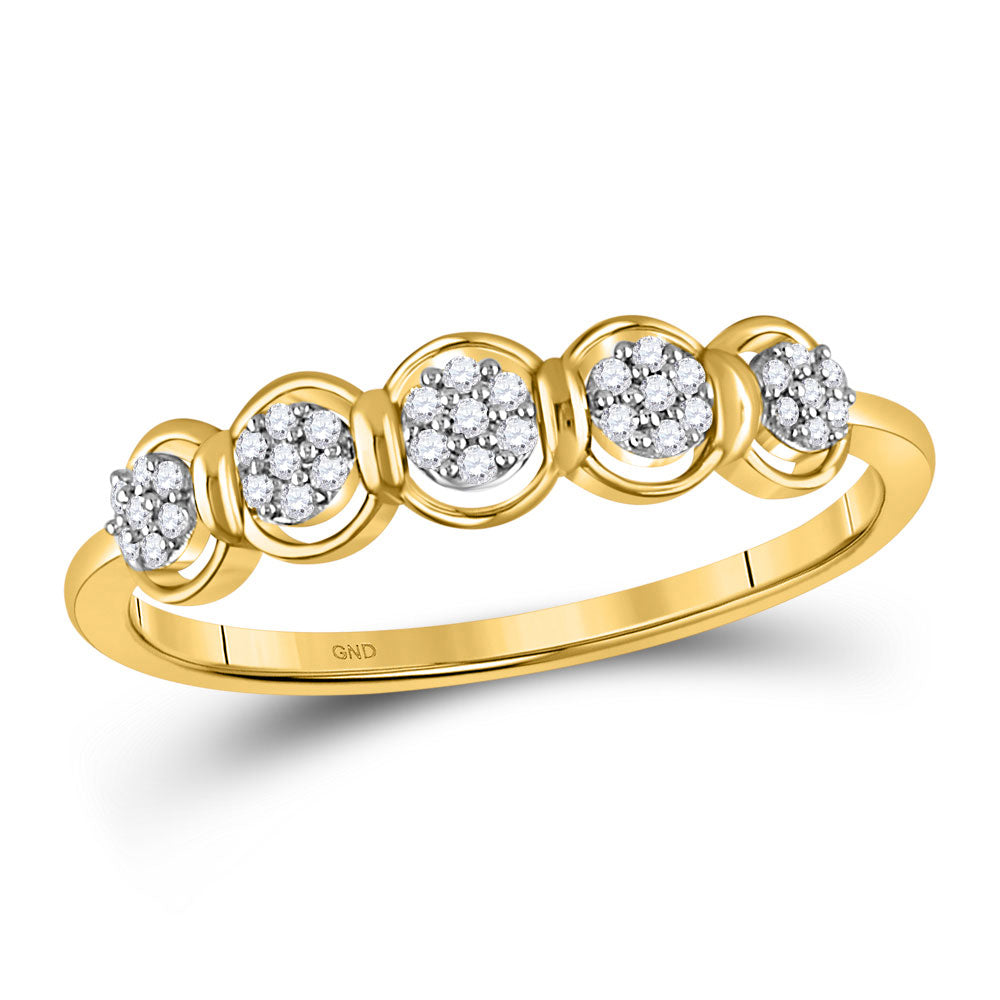 10kt Yellow Gold Womens Round Diamond Cluster Ring 1/10 Cttw