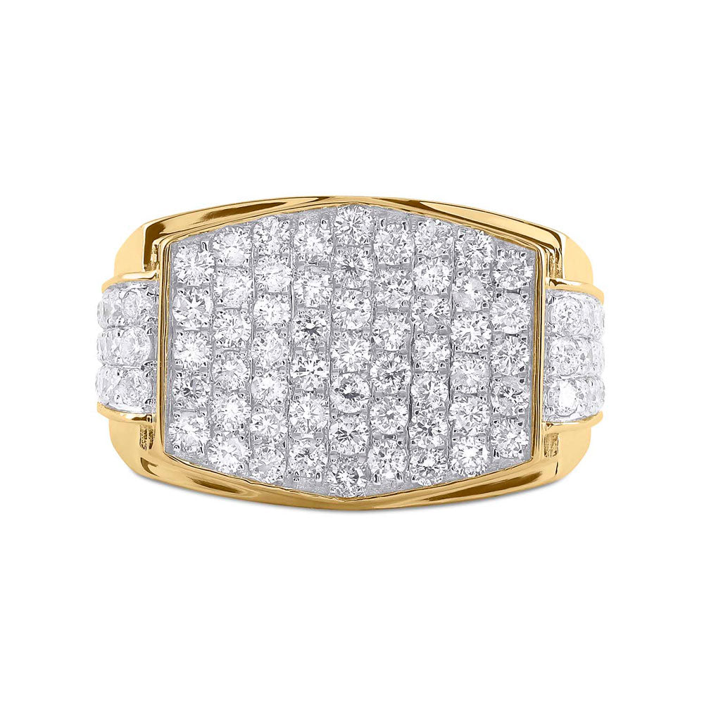10kt Yellow Gold Mens Radiant Diamond Cluster Ring 2 Cttw